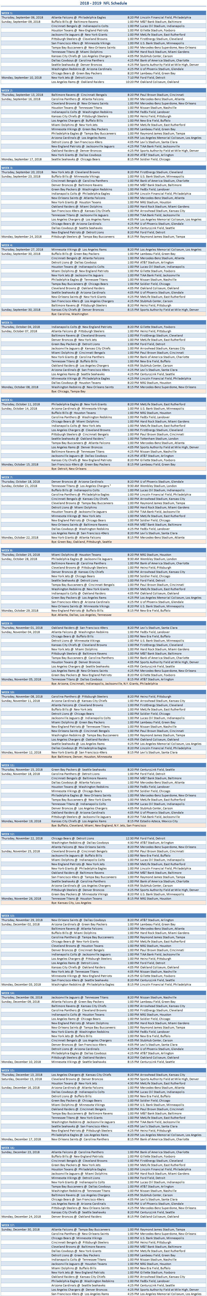 Nfl 2018 Schedule